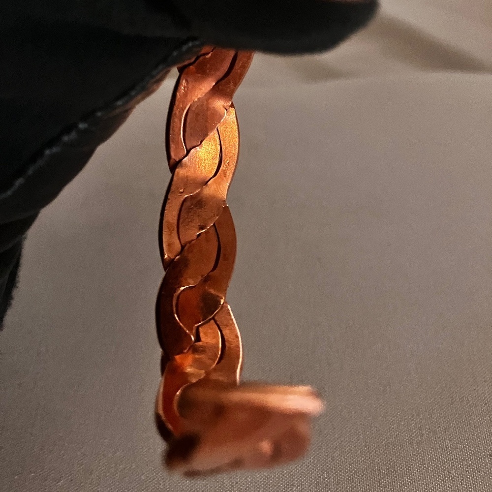 Vintage Cuff Bracelet Solid Copper Twisted Rope A… - image 7